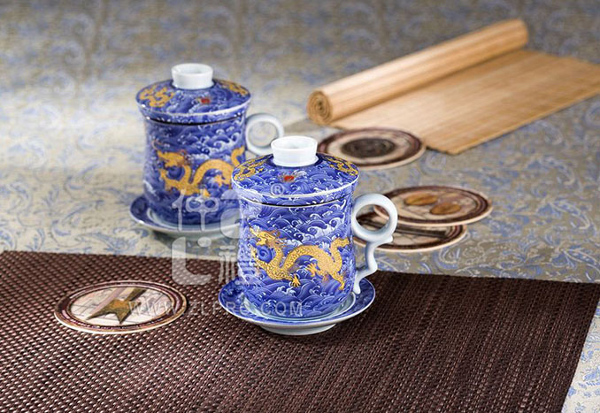 八件套對(duì)杯藍(lán)海浪金龍