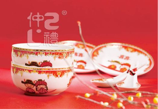 夫妻對(duì)碗配韓碗金邊童子