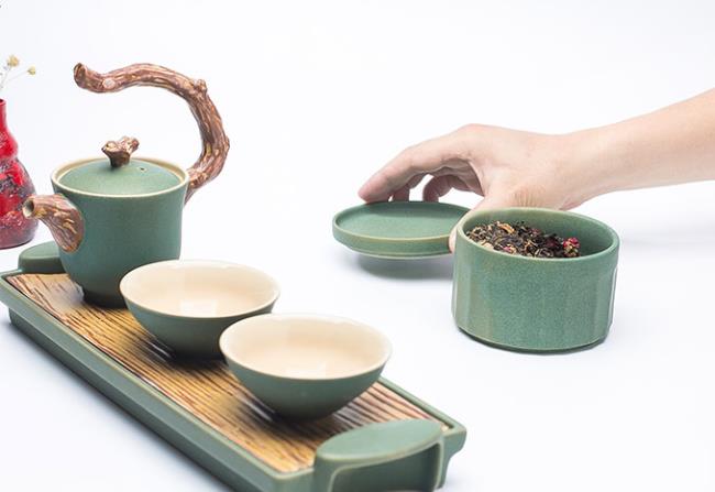 五行茶木素綠茶具