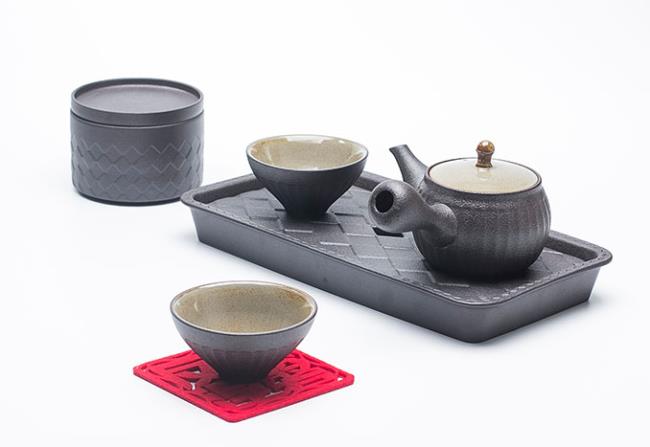 五行土深棕茶具